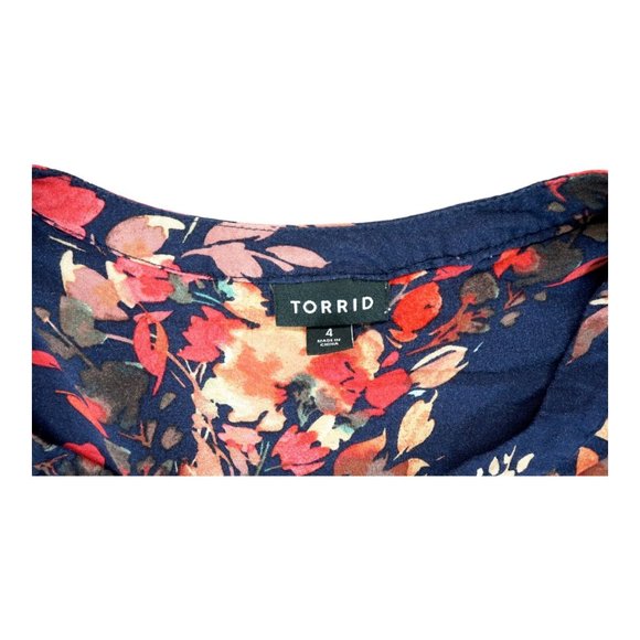 Torrid Size 4 Womens Floral Lace‎ Inset  Blouse Top 3/4 Sleeve Gorgeous - Picture 5 of 6